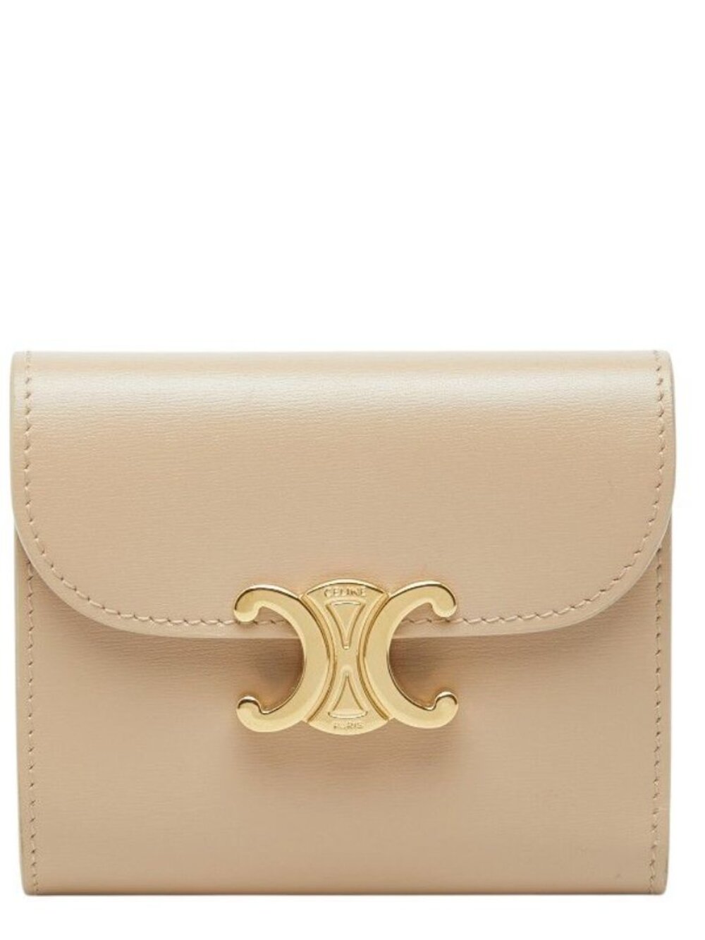 Celine Triomphe Small Flap Wallet Beige Leather - Picture 1 of 10